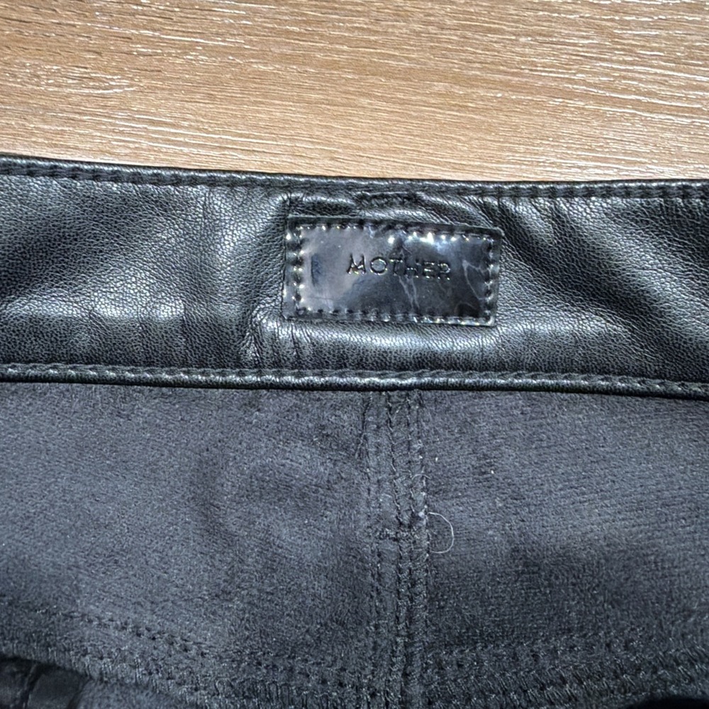 MOTHER The Insider Ankle Wax On Wax Off Woman's Size 25 Faux Vegan Leather Black - Picture 6 of 16